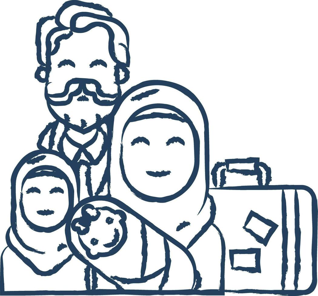 Refugee hand drawn vector illustration