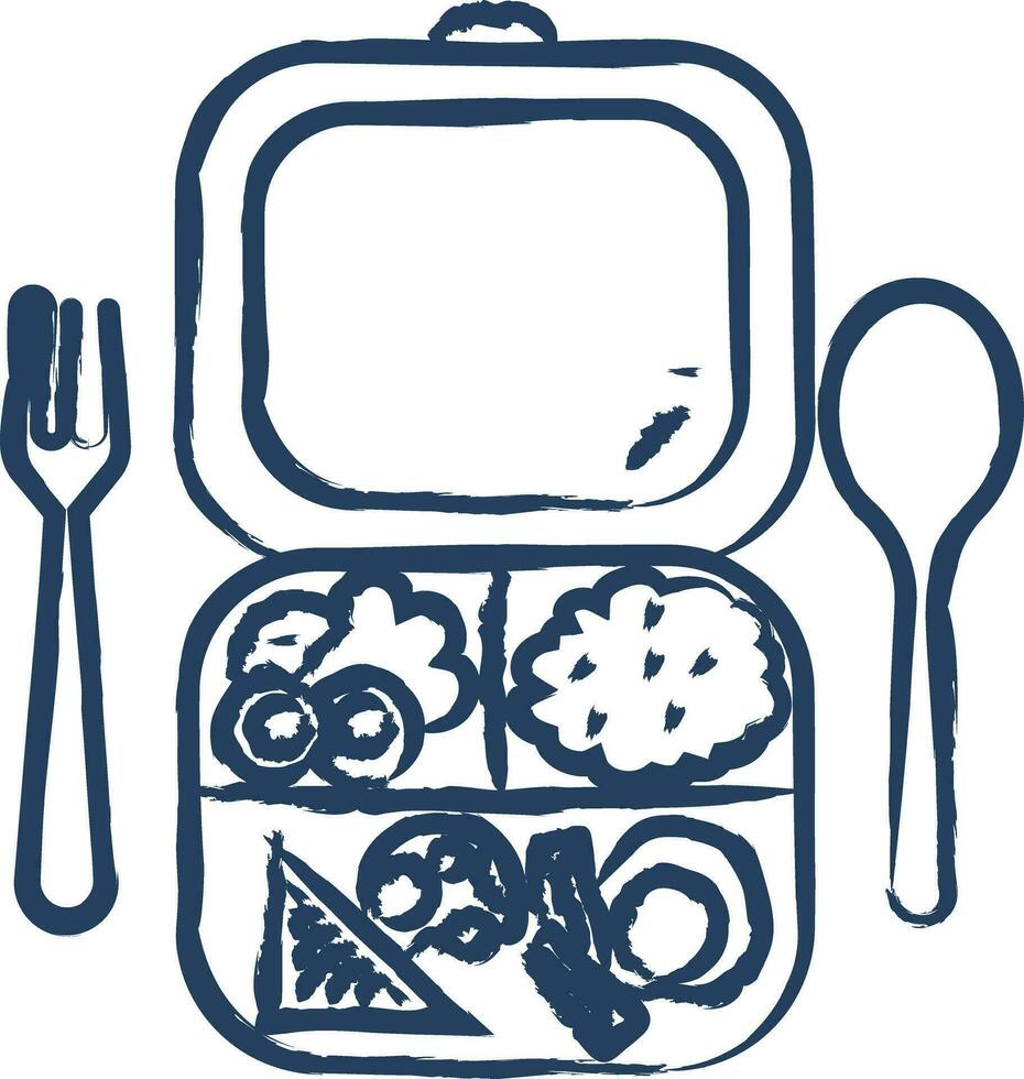 Lunch box hand drawn vector illustration