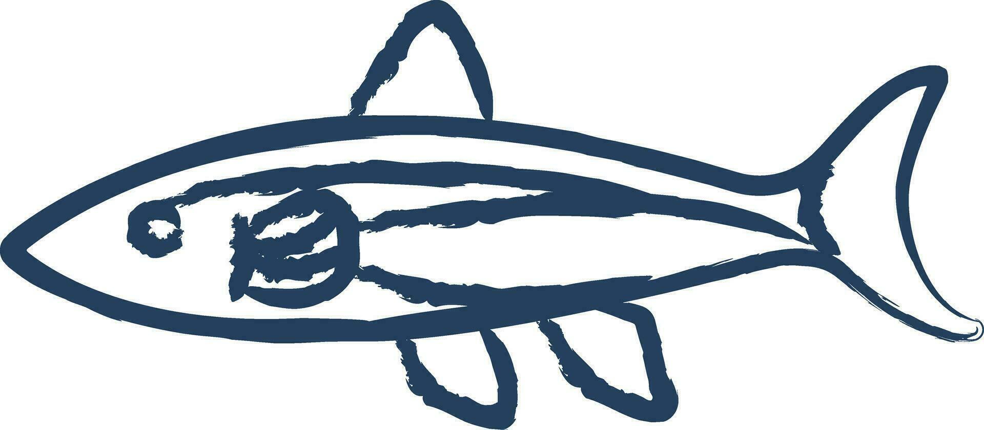 Neon Fish hand drawn vector illustration