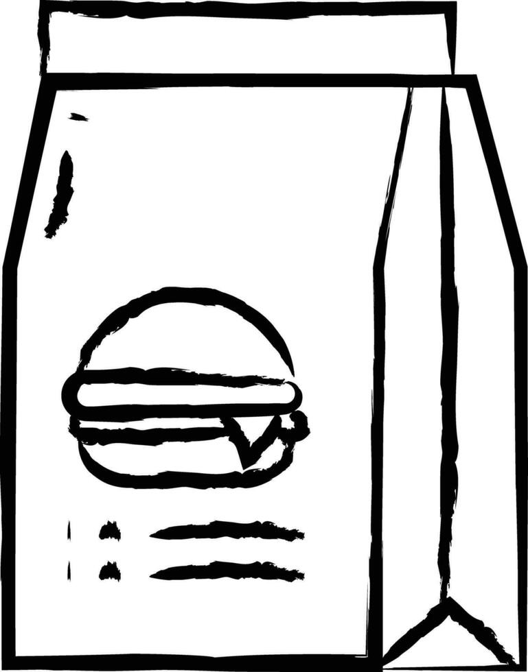 Paper burger bag hand drawn vector illustration