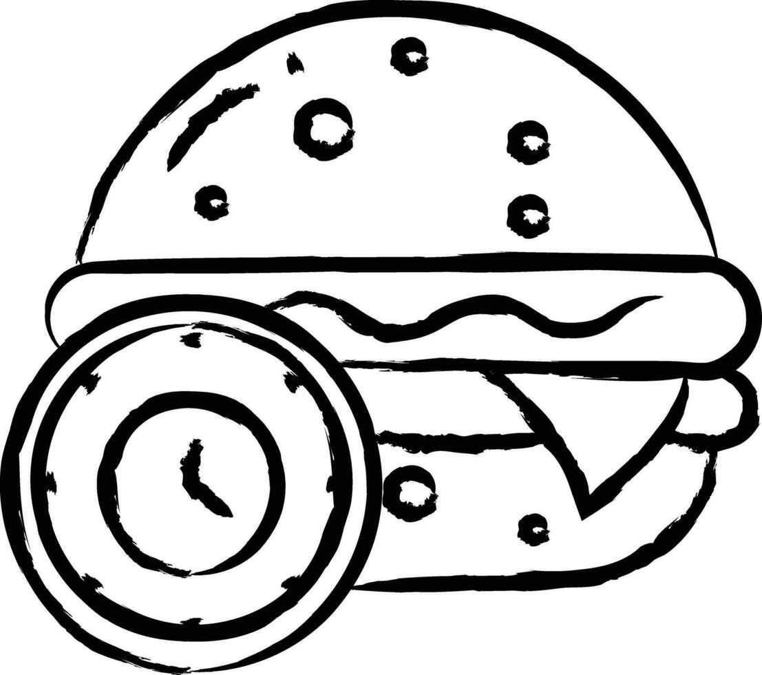 hamburguesa hora mano dibujado vector ilustración