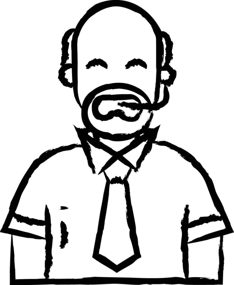 sports commentary man hand drawn vector illustration