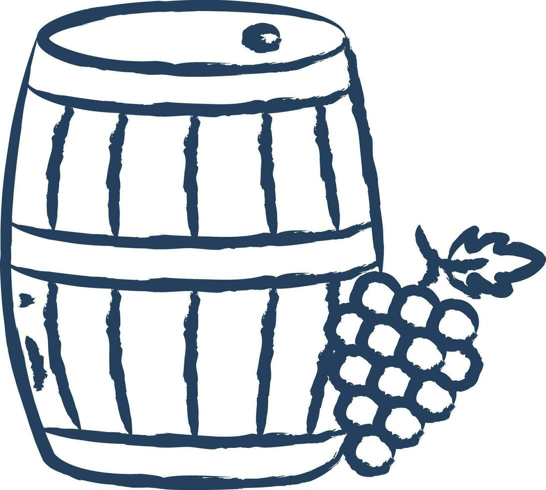 vino barril mano dibujado vector ilustración