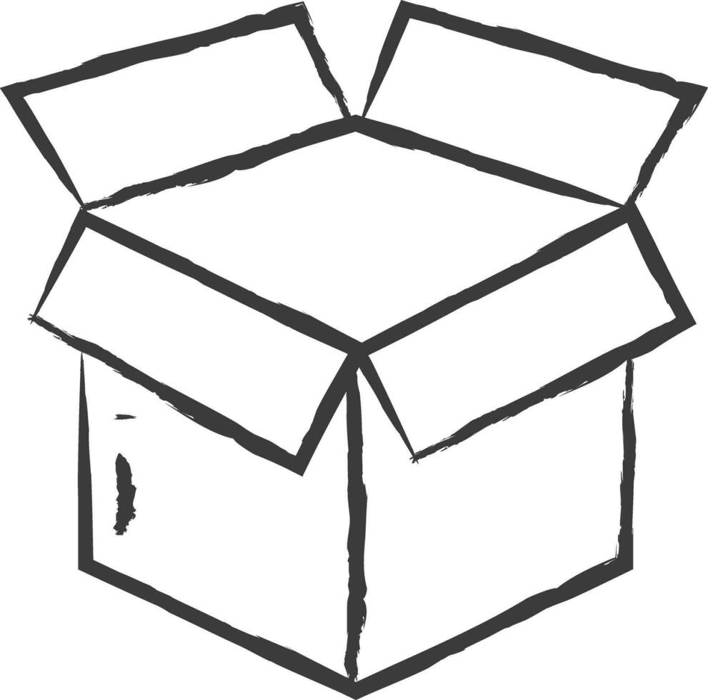 Open box hand drawn vector illustration