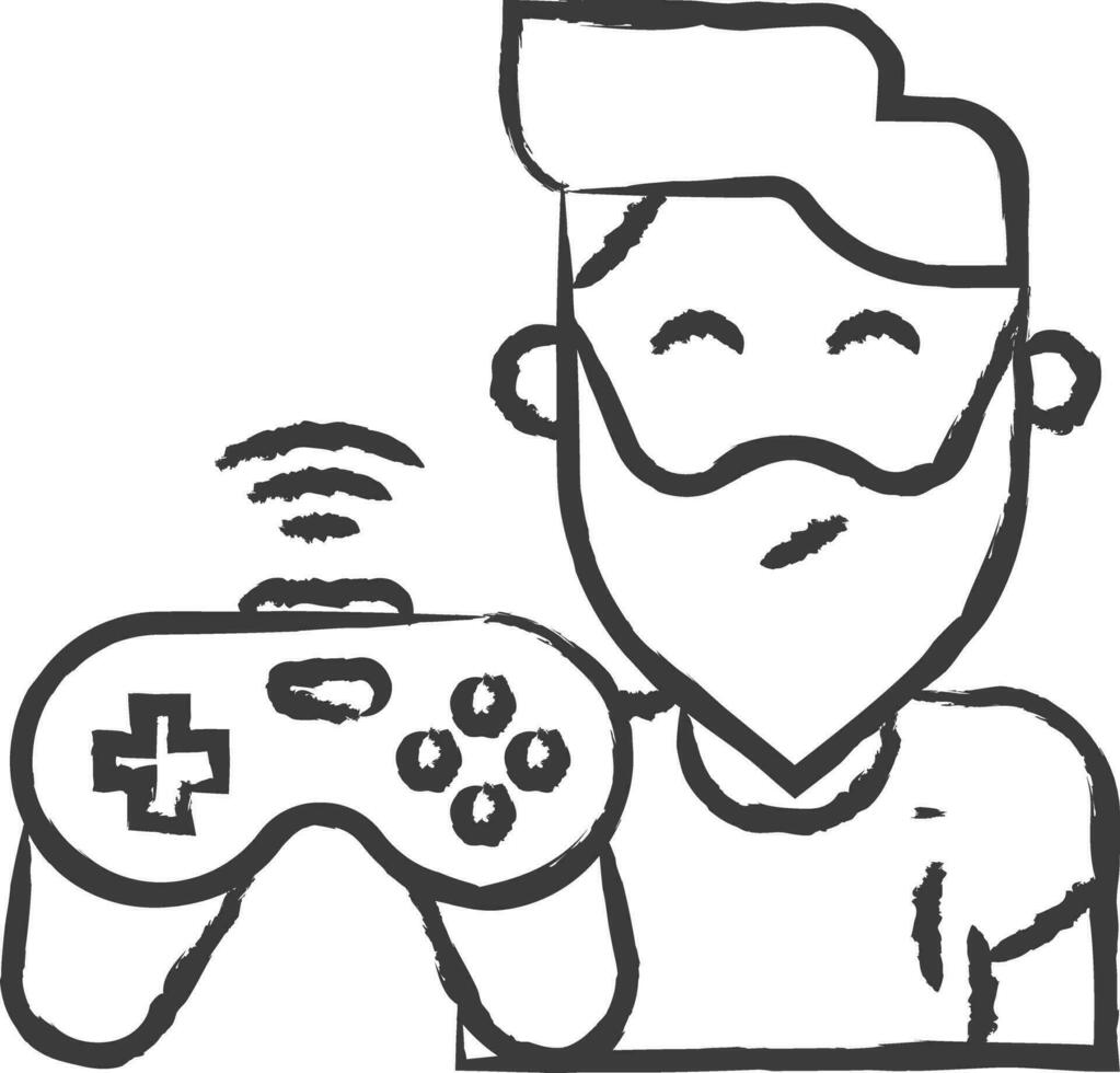Gamer hand drawn vector illustration