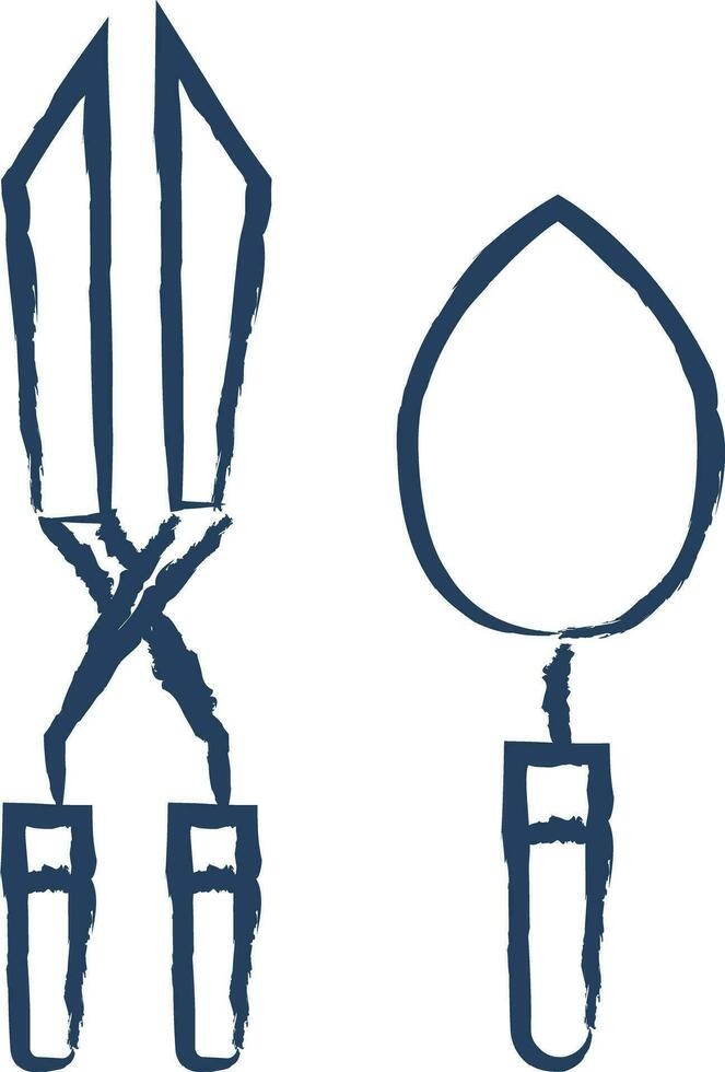 gardening cutter and trowel hand drawn vector illustration