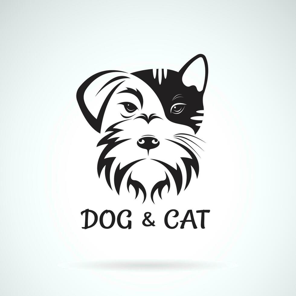 vector de perro y gato cara diseño en un blanco antecedentes. schnauzer mascota. animal. fácil editable en capas vector ilustración.