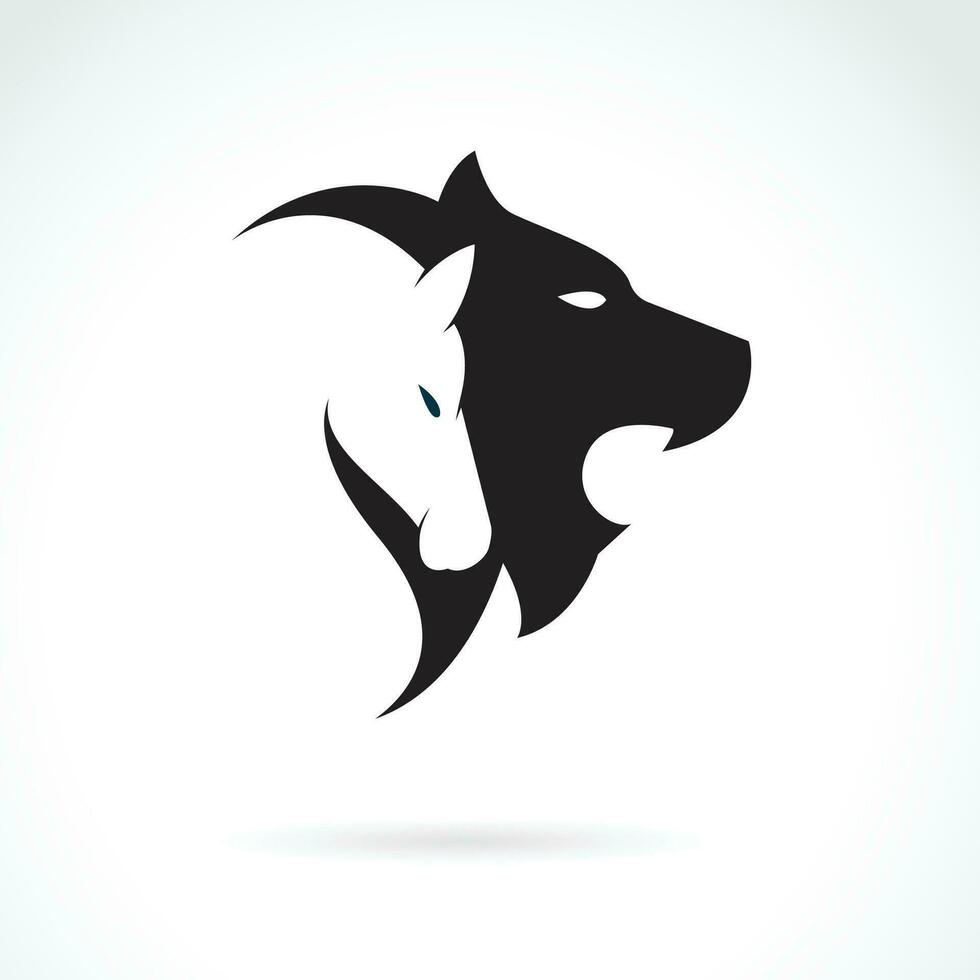 Vector of lion head and horse head on white background. Wild Animals. Easy editable layered vector illustration.