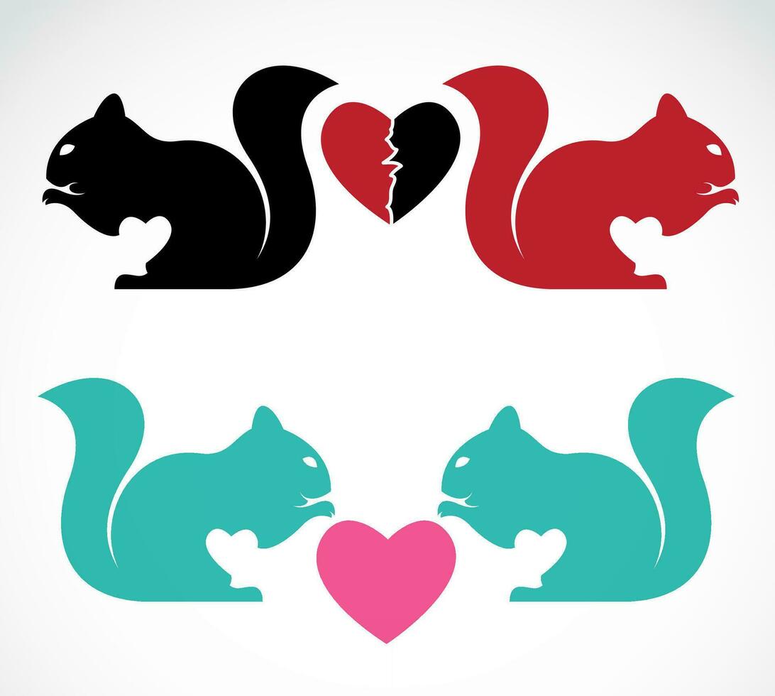 Vector of squirrel and heart on white background. Easy editable layered vector illustration. Wild Animals.