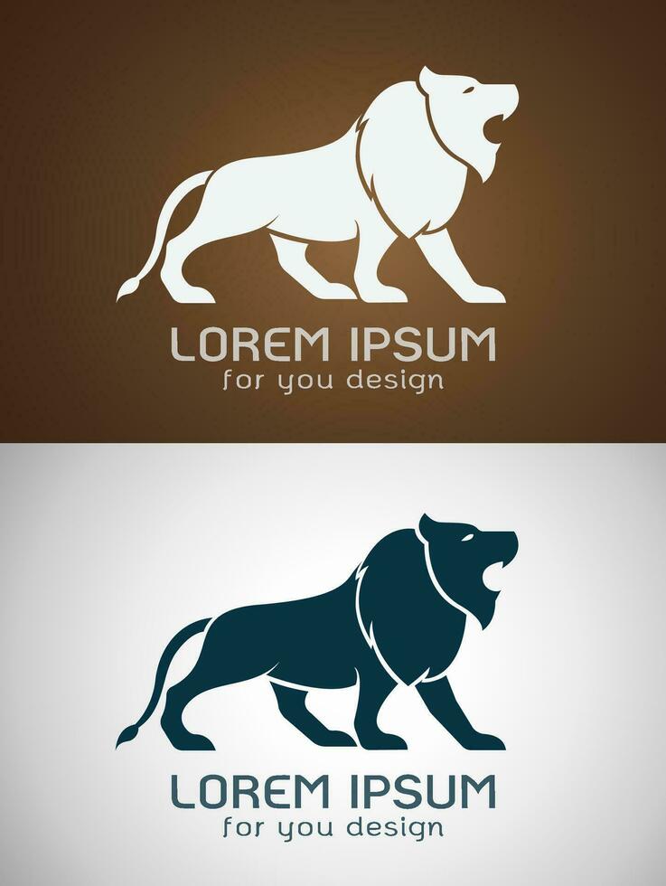 Vector of male lion design on white background and brown background, Animal. Logo, Symbol.