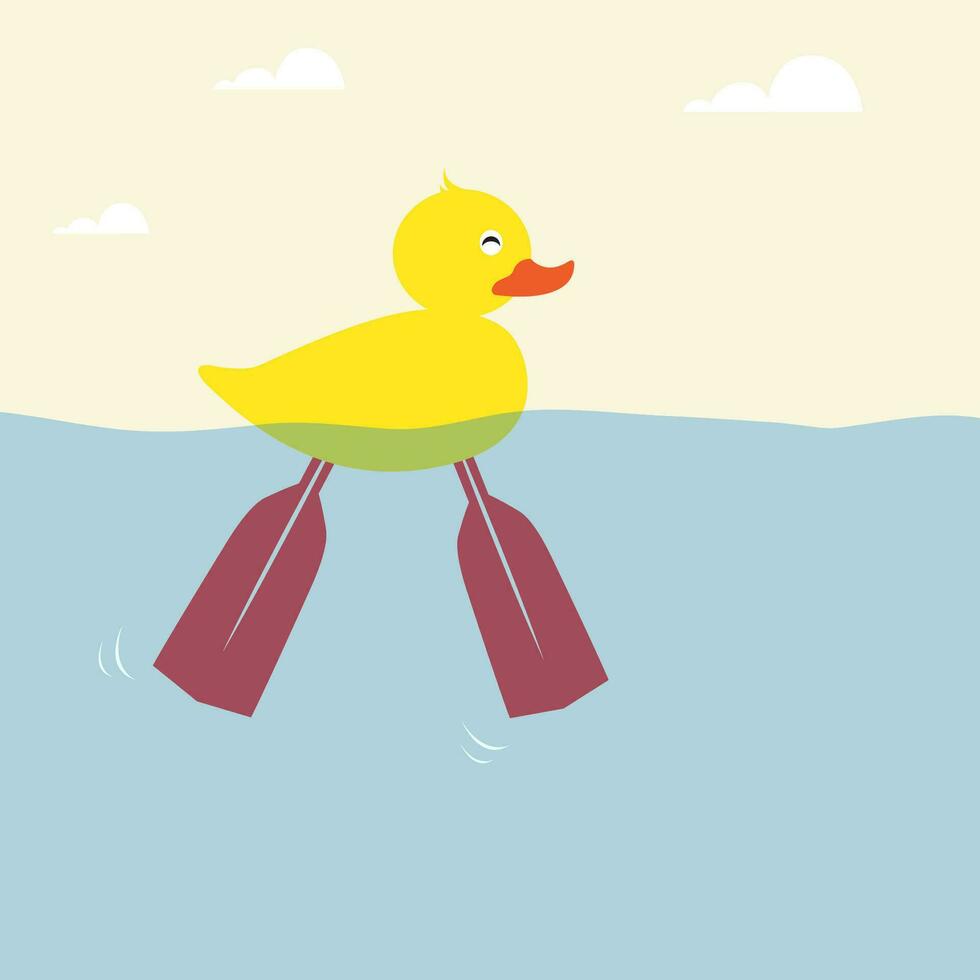 The ducks are swimming with a foot paddle vector