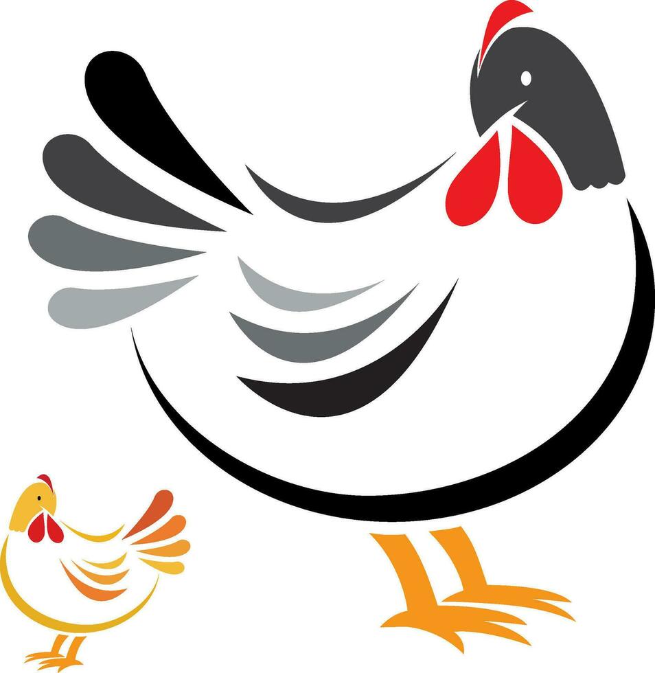 Vector of a hen on white background. Farm animals. Easy editable layered vector illustration.
