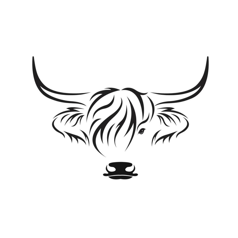 Vector of highland cow head design on white background. Farm Animal. Cows logos or icons. Easy editable layered vector illustration.