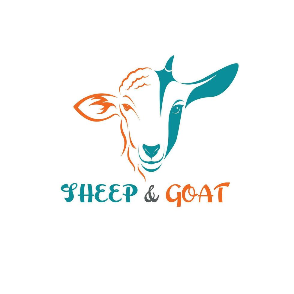 Vector of sheep face and goat face on a white background. Animals farm. Easy editable layered vector illustration.