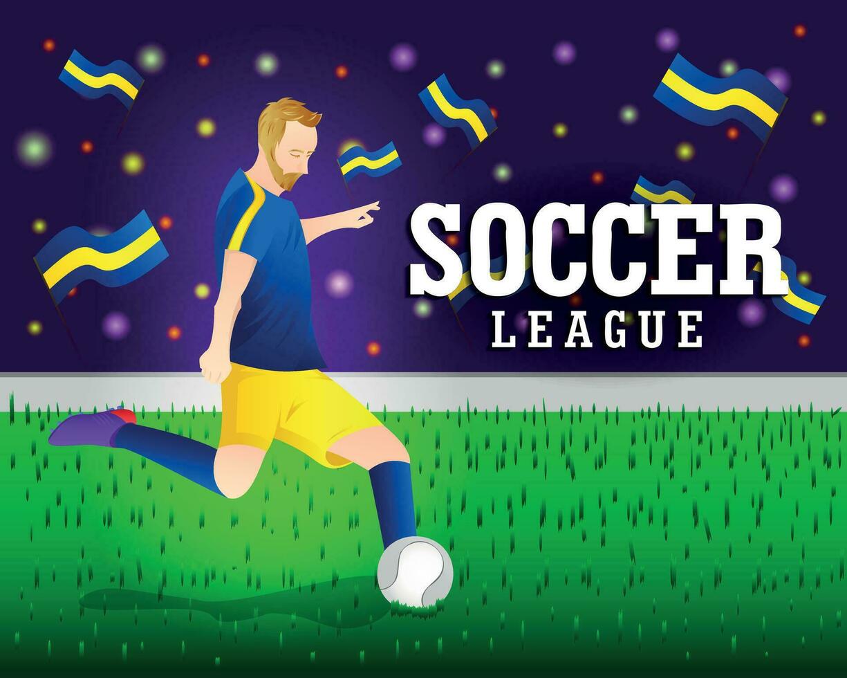 soccer player about to kick a ball, vector illustration to promote soccer league