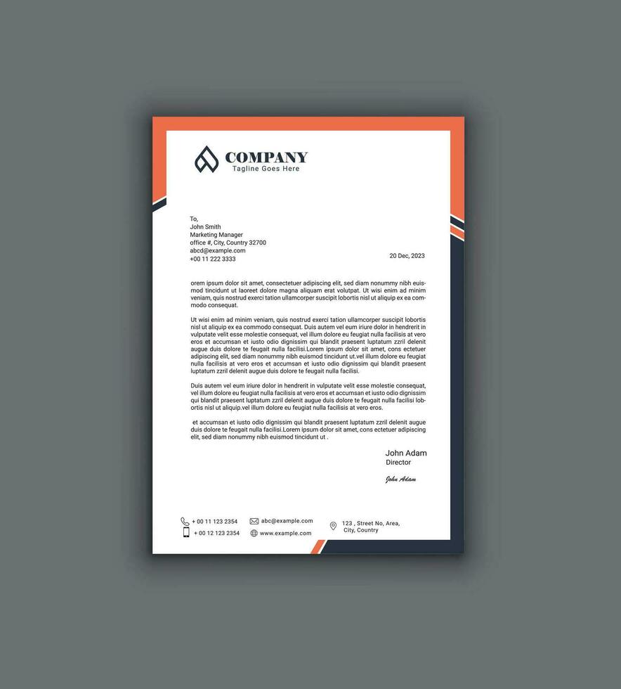 corporate modern letterhead design template. creative modern letter head design template for your business. letterhead,  letter head, simple letterhead design. vector