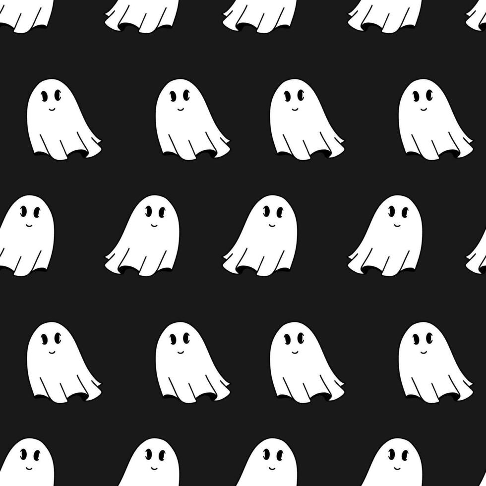 Ghost seamless pattern vector Halloween spooky repeat wallpaper. Vector background and texture for printing on fabric and paper.Scary event decoration.