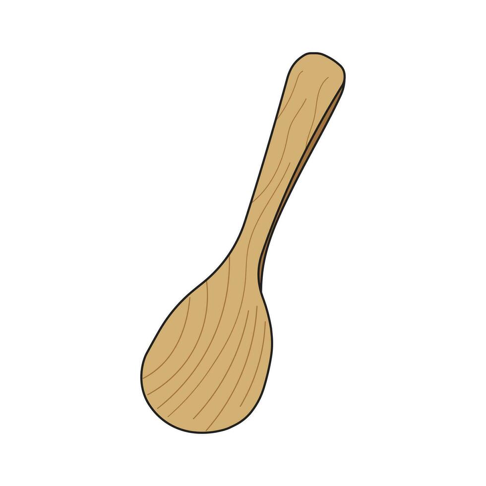 Kids drawing Cartoon Vector illustration wooden rice paddle Isolated in doodle style
