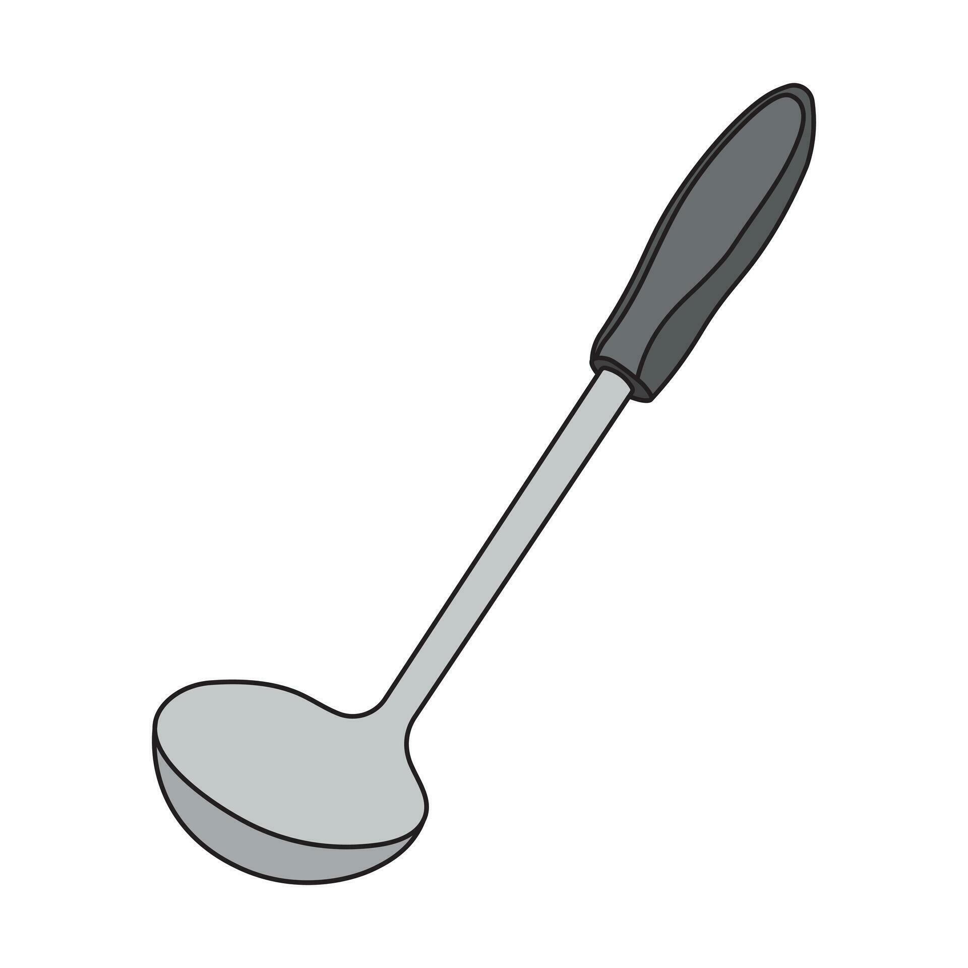 Kids drawing Cartoon Vector illustration stainless steel ladle Isolated