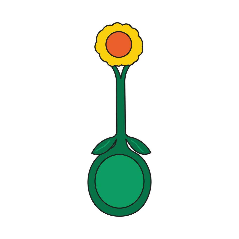 Kids drawing Cartoon Vector illustration flower shaped spoon Isolated in doodle style