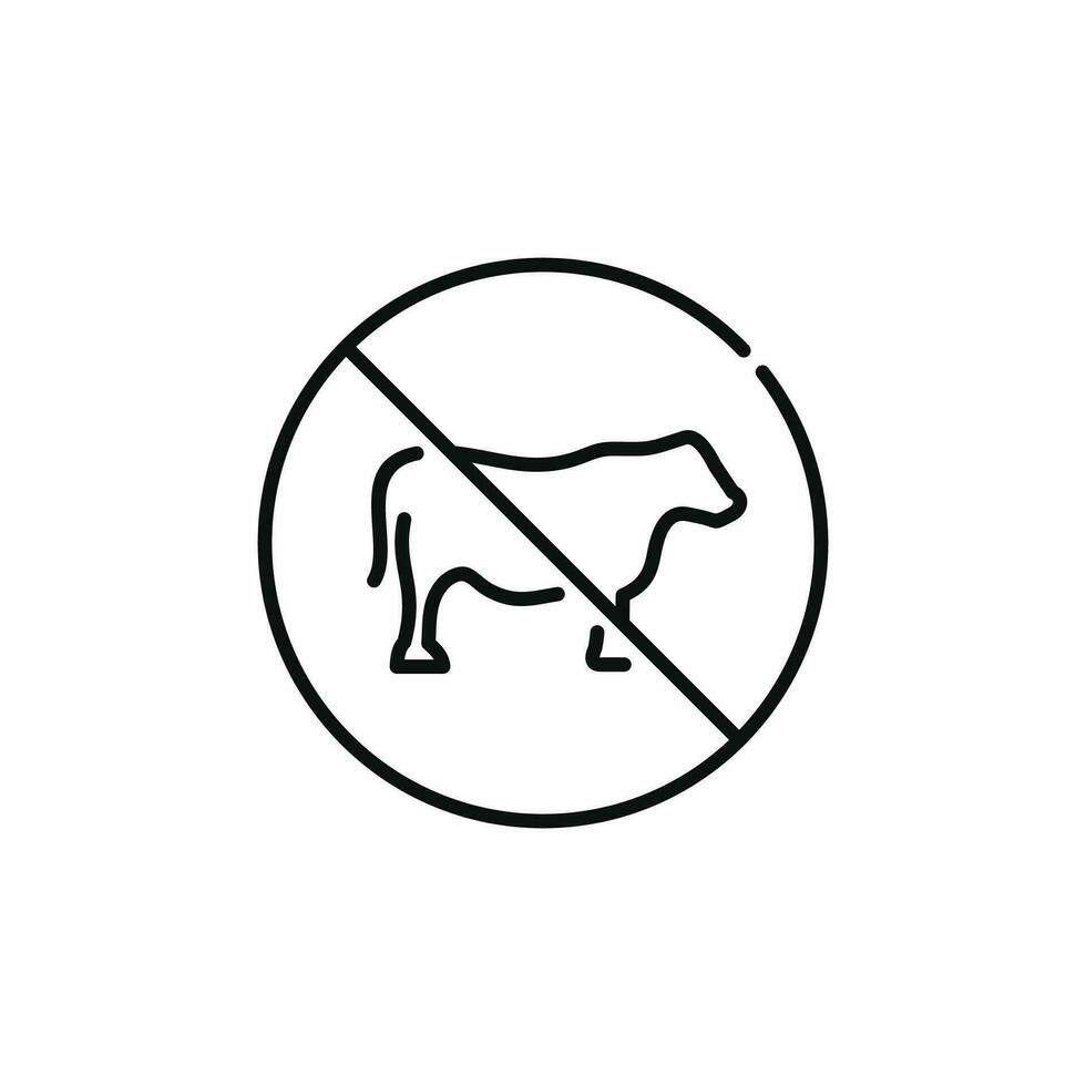 No cow allowed line icon sign symbol isolated on white background vector