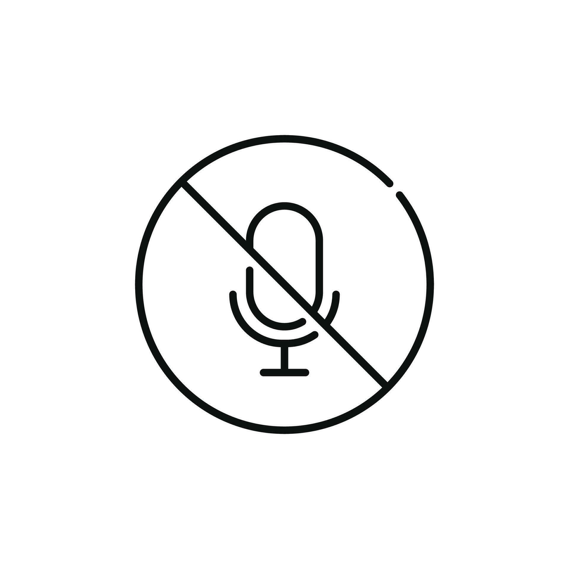 No microphone allowed line icon sign symbol isolated on white