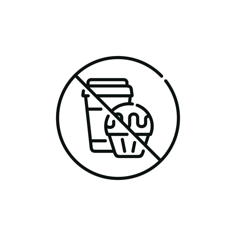 No food and drinks allowed line icon symbol. No eating line icon isolated on white background vector