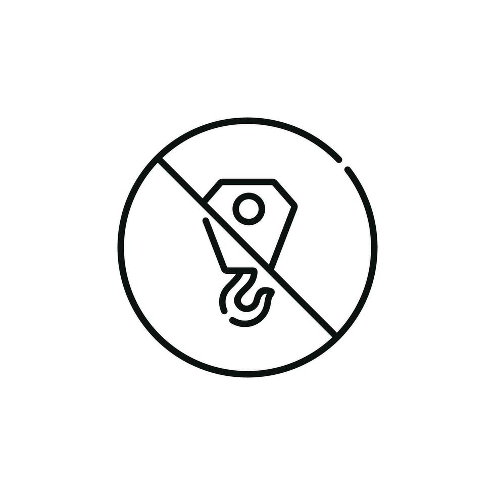 No hook crane line icon sign symbol isolated on white background vector