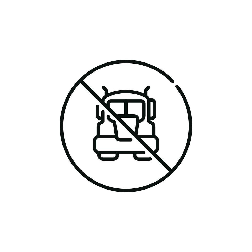 No camión línea icono firmar símbolo aislado en blanco antecedentes. No vehículos permitido línea icono vector