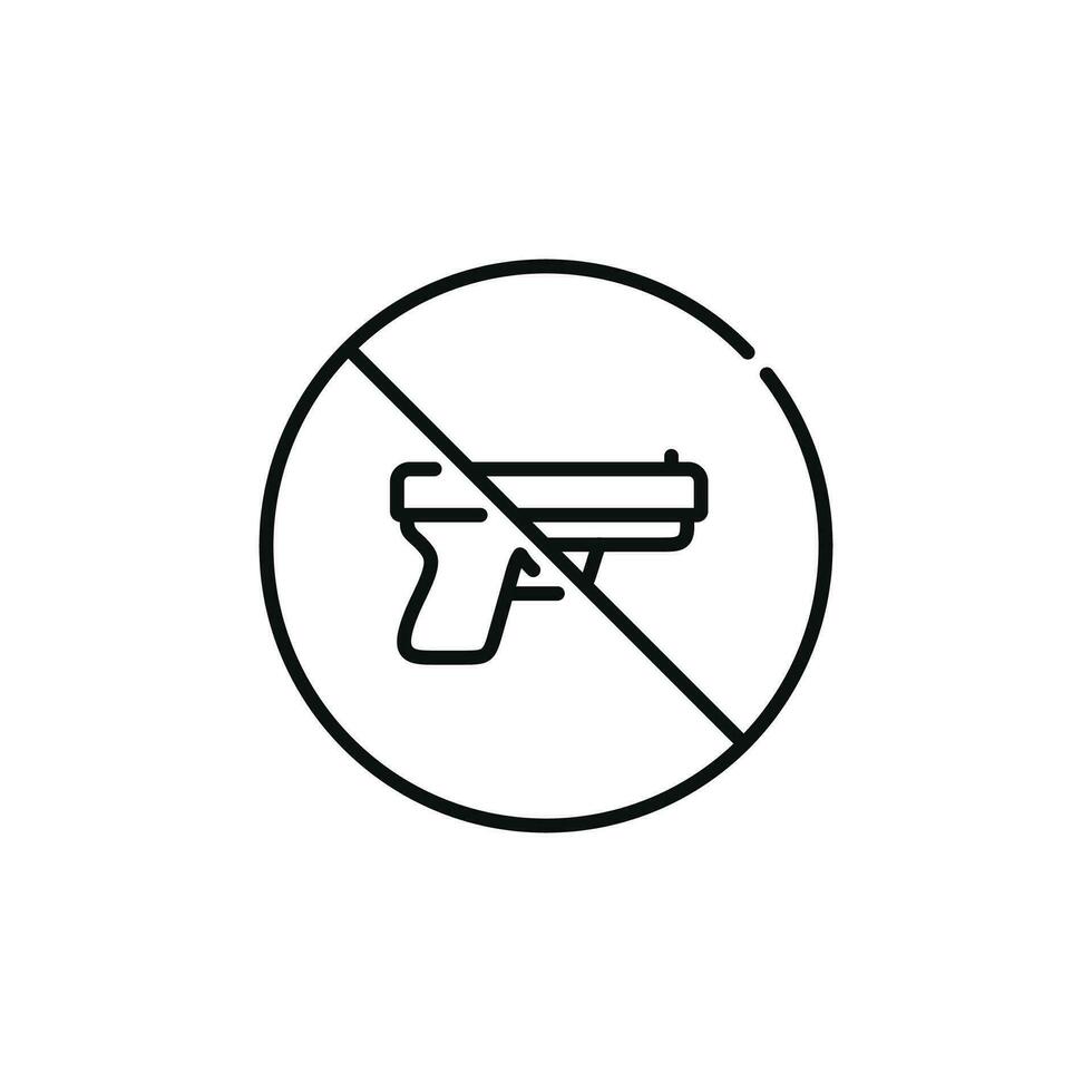 No guns line icon symbol isolated on white background. No weapon allowed line icon vector