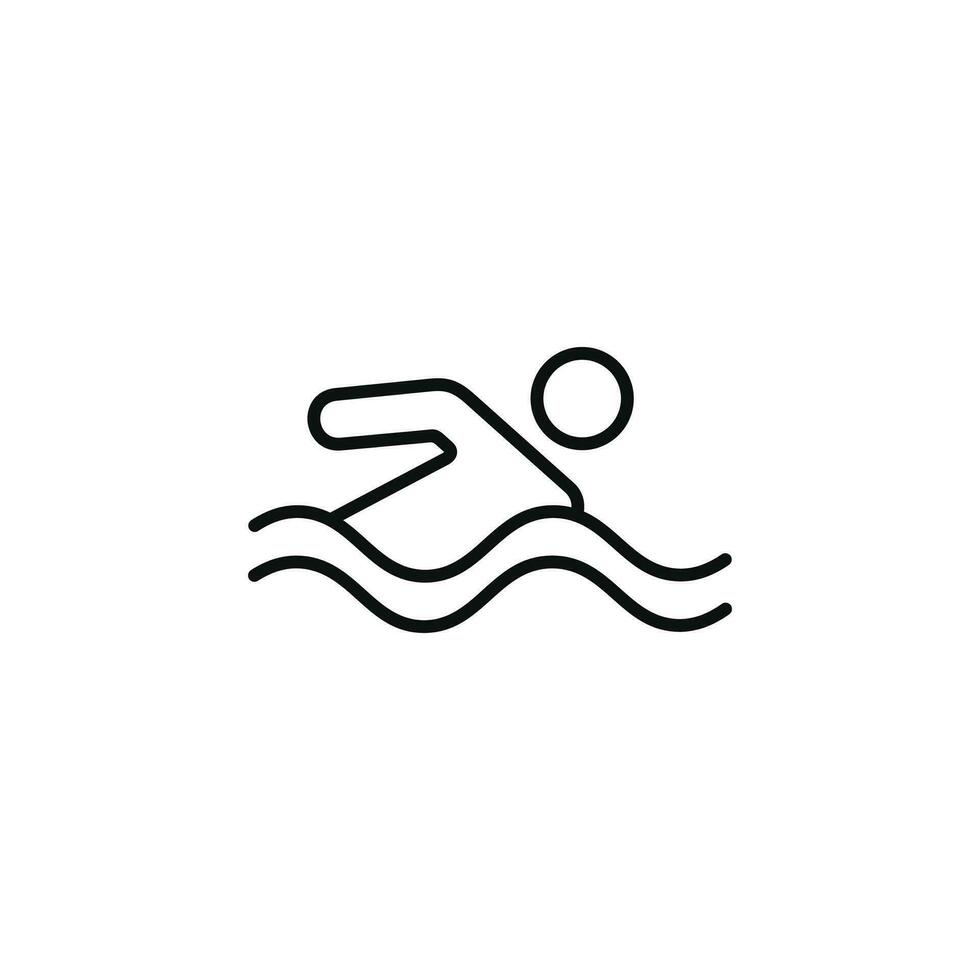 Swimming line icon isolated on white background vector