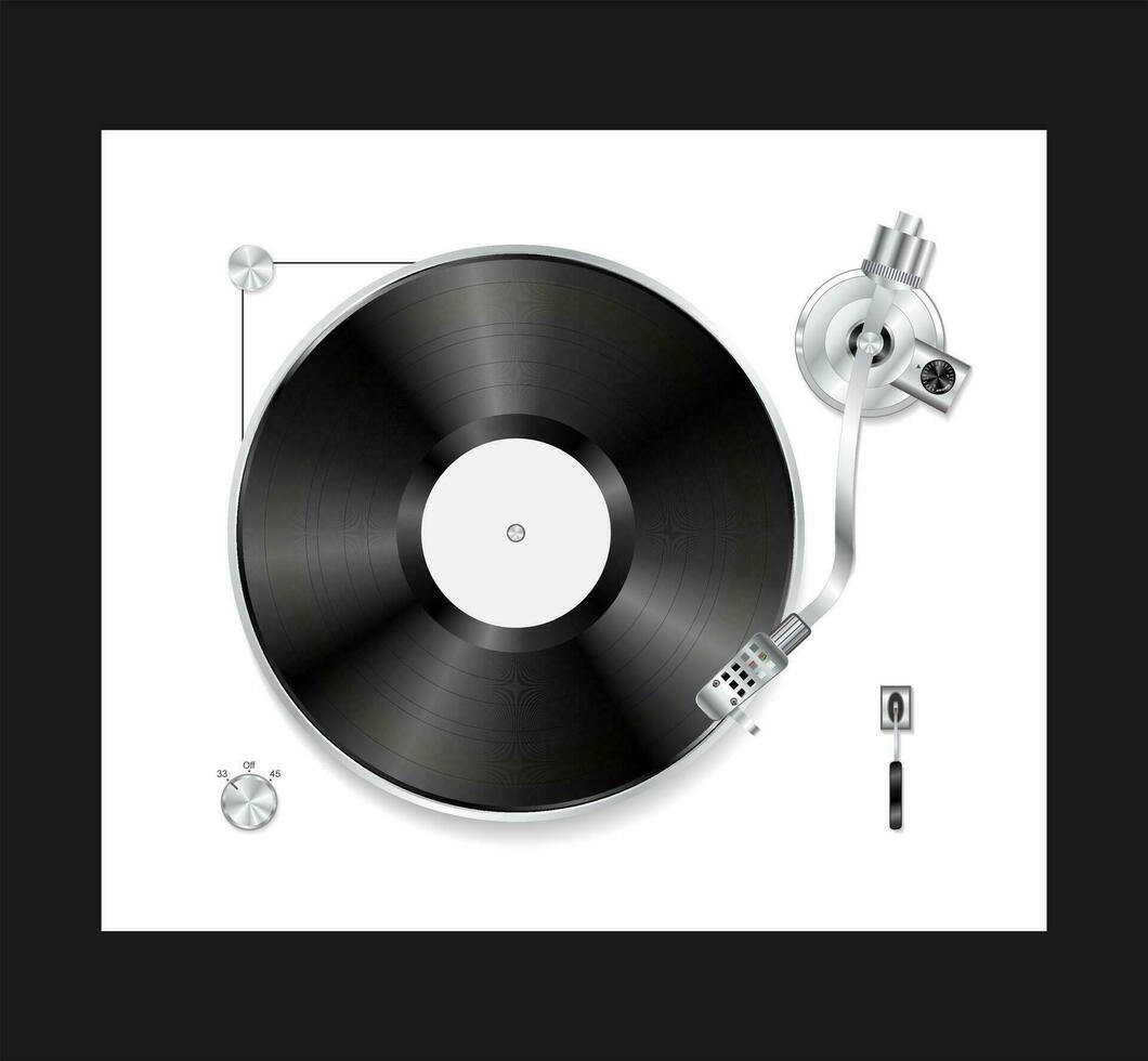 Black vinyl record disc flat concept vector illustration