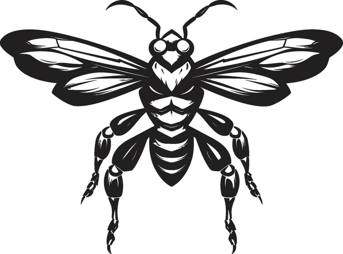 Sting Majesty in Monochrome Iconic Icon Serenity Sentinel Hornet Emblematic Design vector