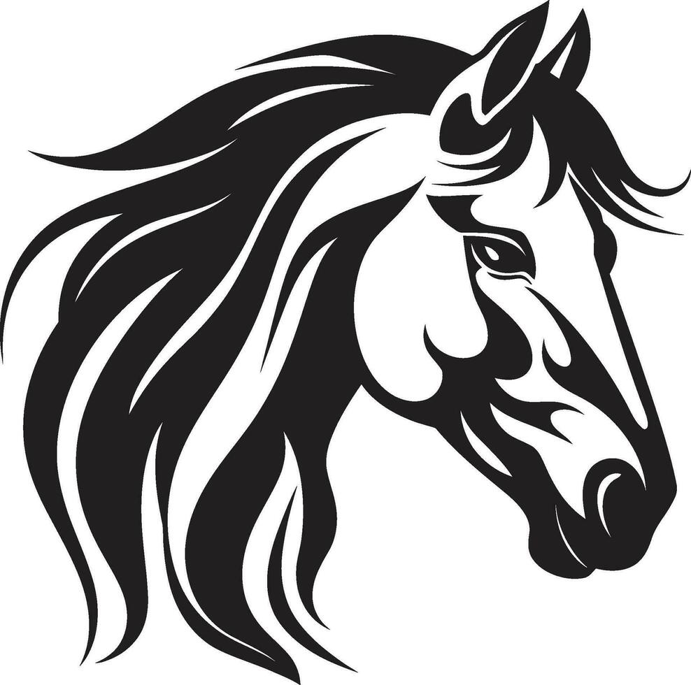 elegante caballo silueta monocromo icono emblema de fuerza negro equino logo vector