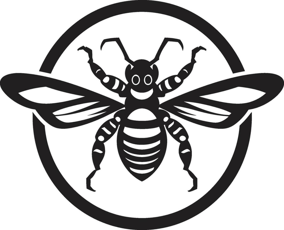 Hornet Majesty in Monochrome Logo Design Serenity Sentinel in Black and White Emblematic Art vector