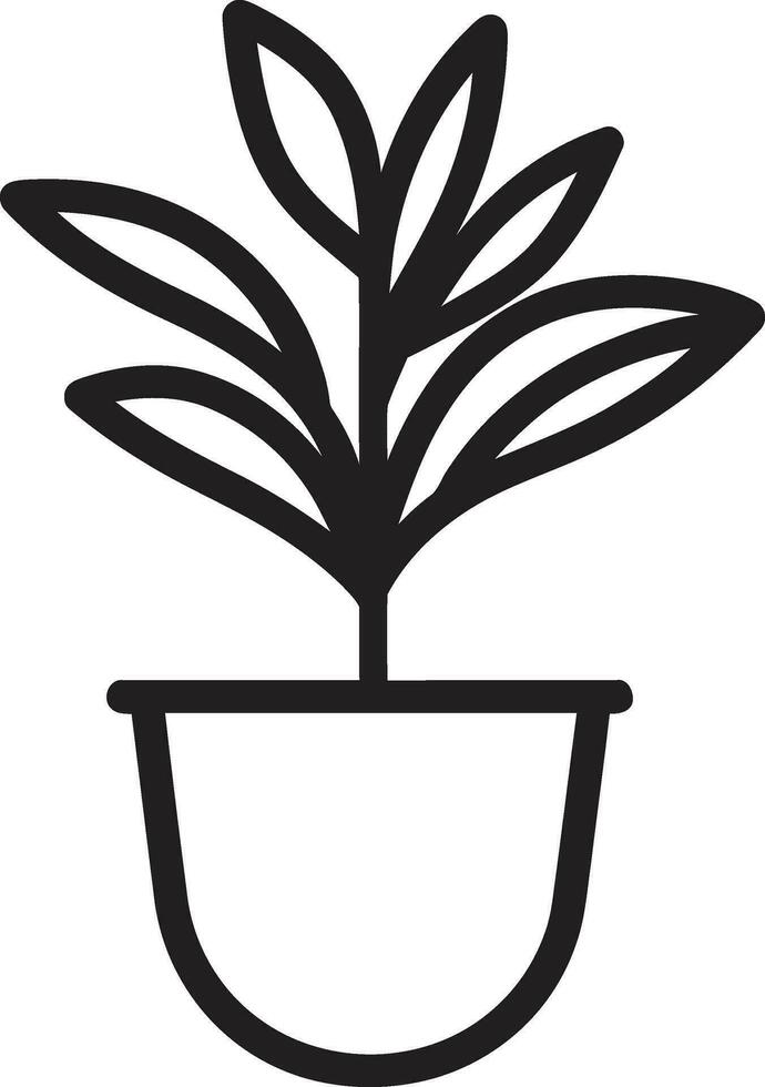 Botanical Harmony Iconic Monochrome Design Potted Elegance in Black and White Emblematic Art vector