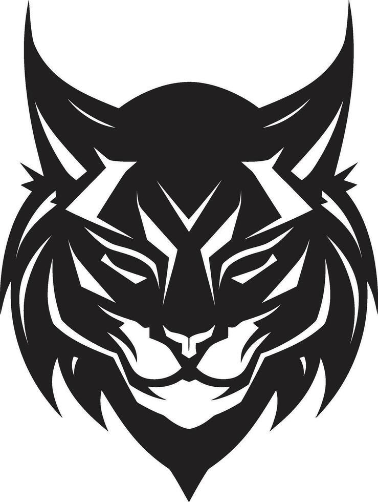 Stealthy Hunter Black Lynx Emblem Emblematic Wildcat Excellence Logo Symbol vector