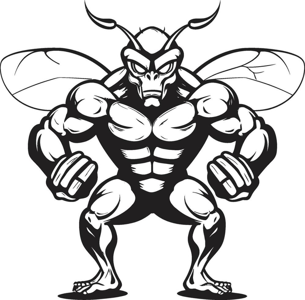 Powerful Hornet Profile Monochromatic Mascot Design Insect Majesty in Black Hornet Symbol vector