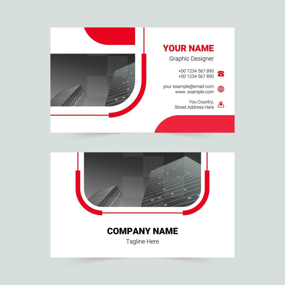 Red modern business card template vector