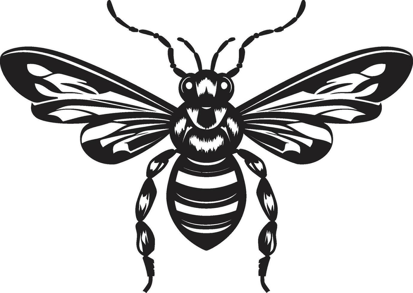 Elegance of the Hive Black Hornet Silhouette Noble Insect Emblem Monochromatic Symbol vector