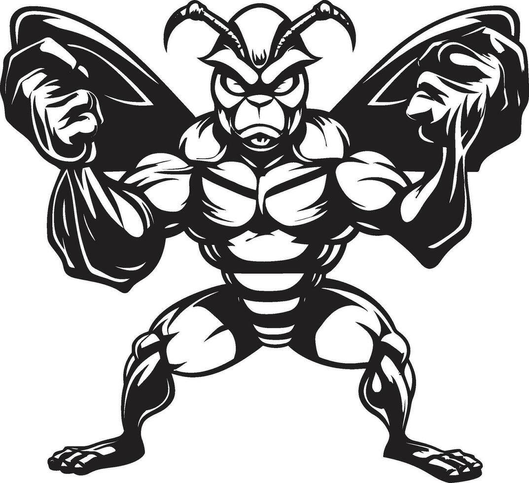 Powerful Insect Majesty in Monochrome Emblem Design Elegant Sting Gaze Monochrome Vector