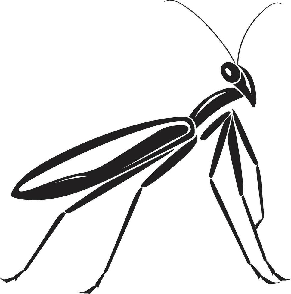 Emblematic Insect Excellence Logo Symbol Serenity in Monochrome Mantis Icon Art vector