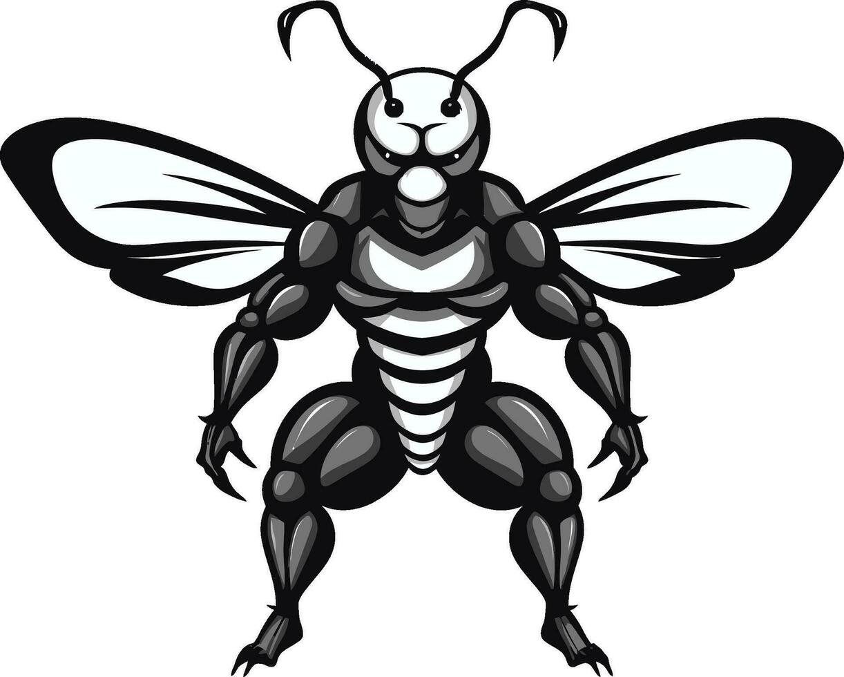 Simplistic Sting Excellence Black Emblem Iconic Hornet Majesty Muscular Silhouette vector