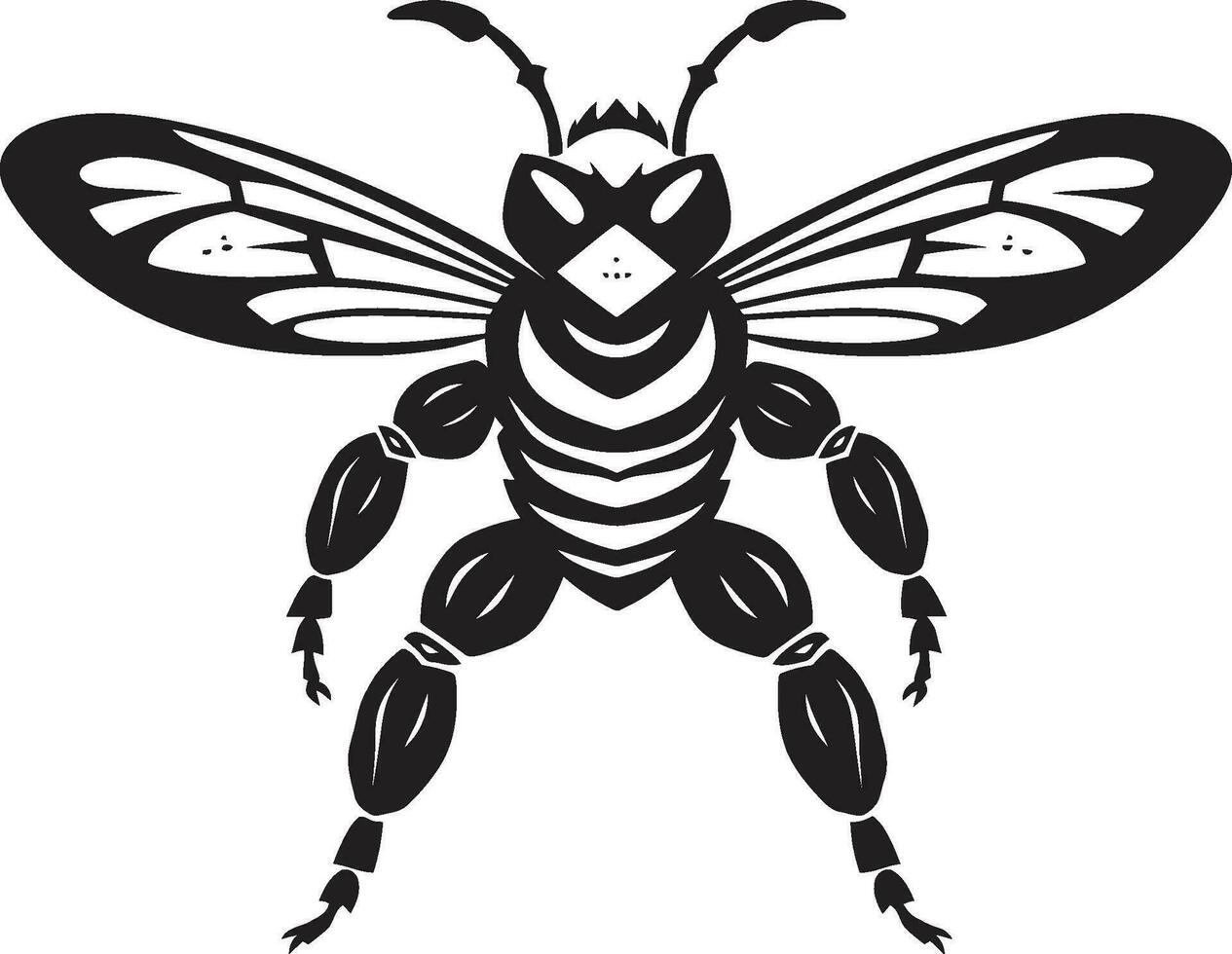 Regal Hornet Majesty Emblematic Logo Simplistic Beauty in Black Muscular Insect Icon vector