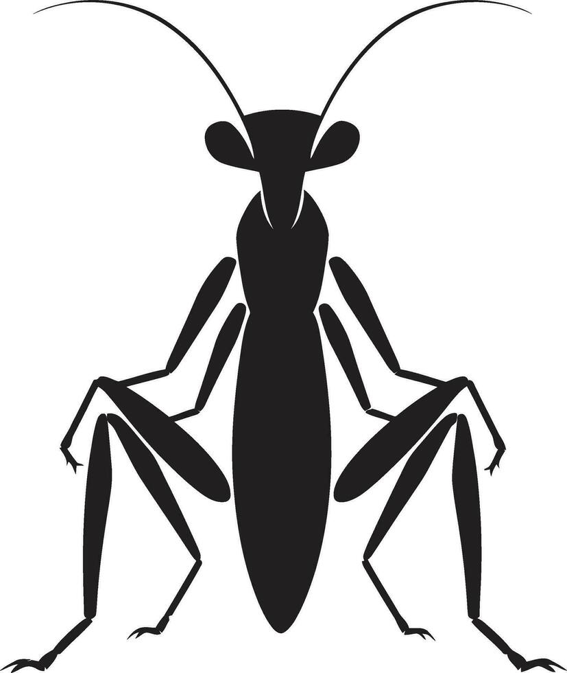 elegante Orando mantis perfil minimalista logo insecto majestad en negro logo icono vector