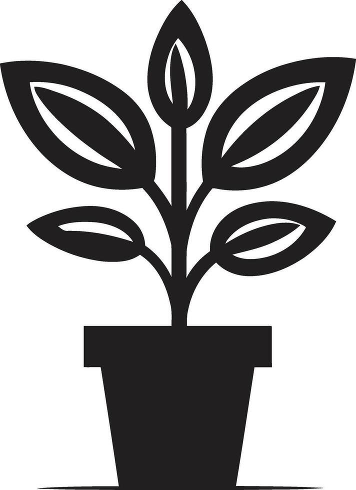 Simplistic Elegance Pottery Silhouette Icon Natural Harmony in Black Garden Logo Symbol vector