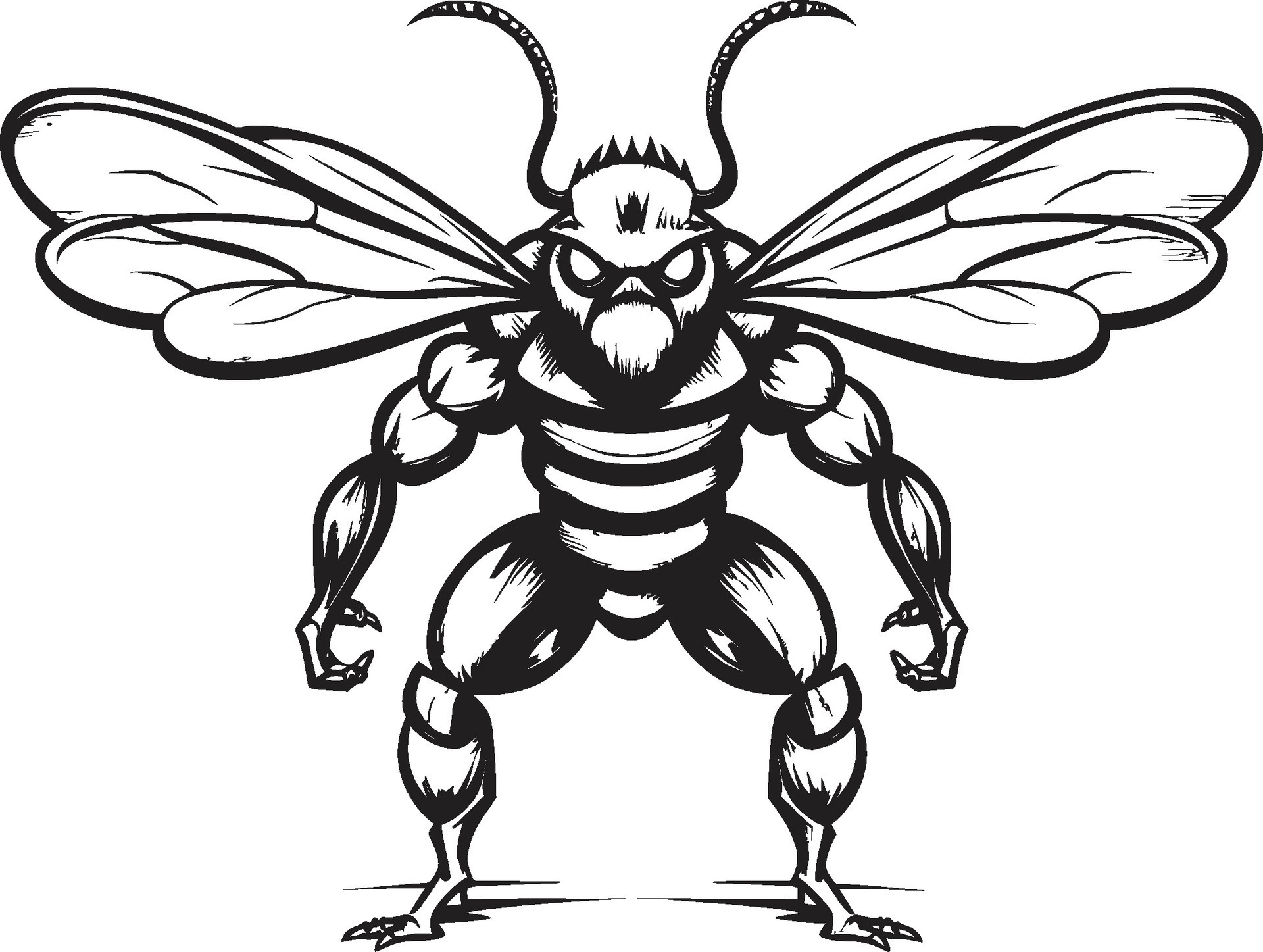 Regal Defender Hornet Emblem Design Elegant Hornet Gaze Black Vector
