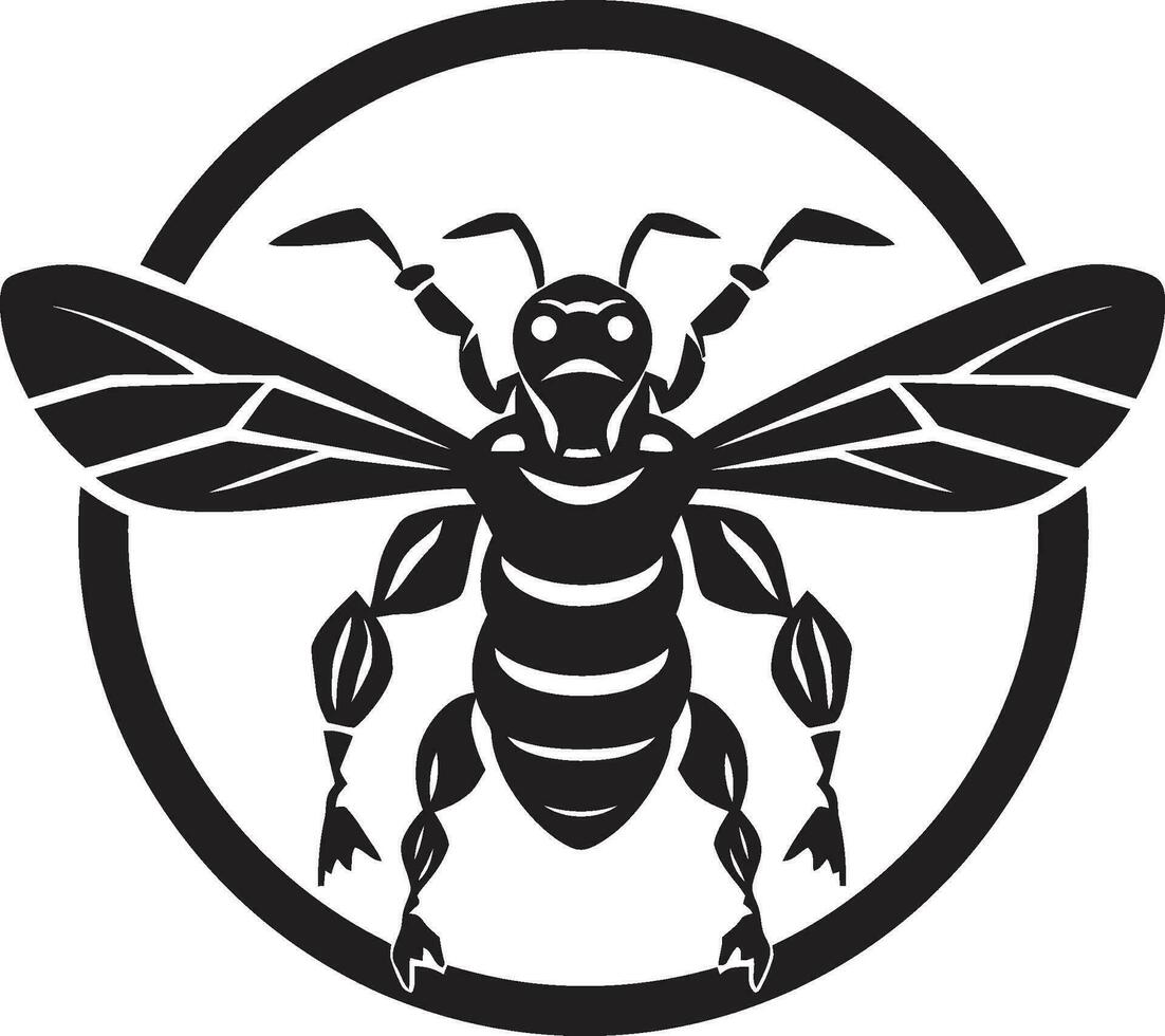 Insect Majesty in Black Hornet Symbol Iconic Hornet in Monochrome Vector Mascot