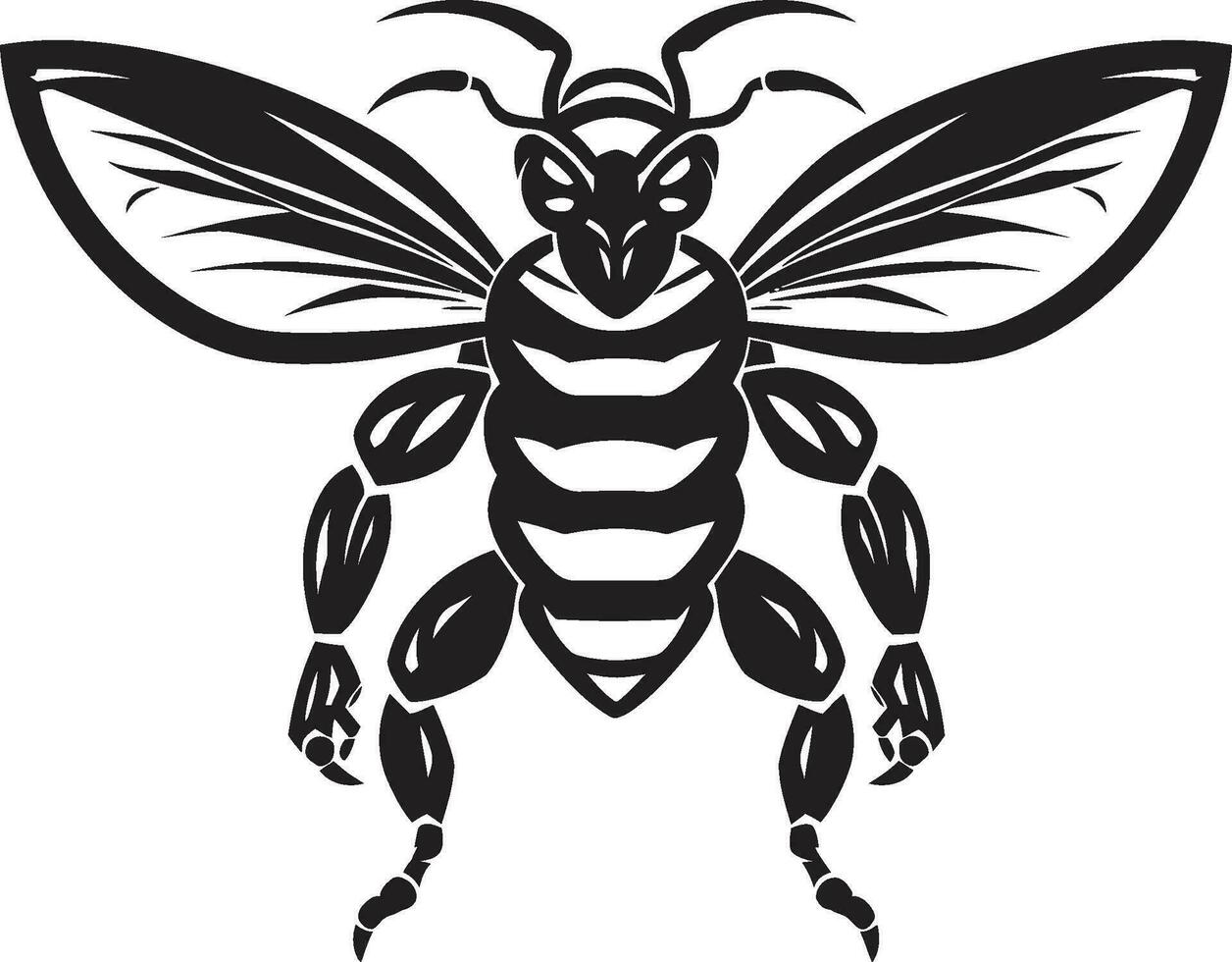 Elegant Hive Protector Monochromatic Vector Stinger Sentinel Hornet Emblem Design