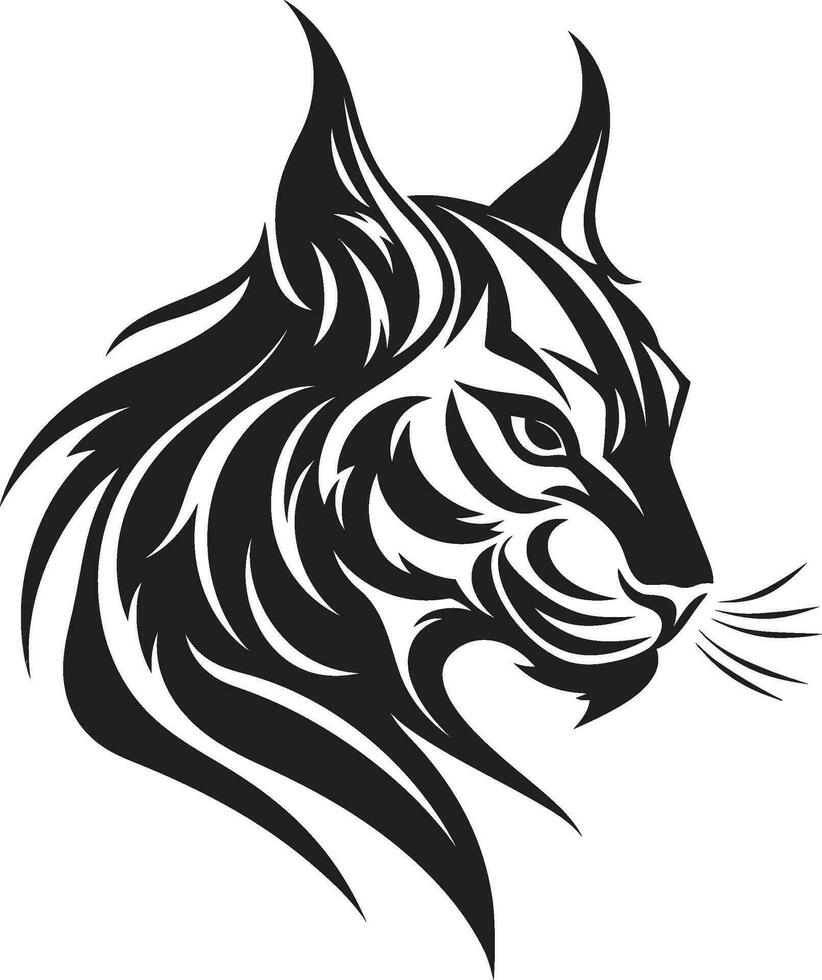 real lince majestad emblemático logo simplista belleza en negro gato montés icono vector